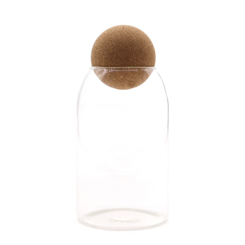 Pot en verre avec bouchon en liège naturel style rustique - transparent - 15 cm