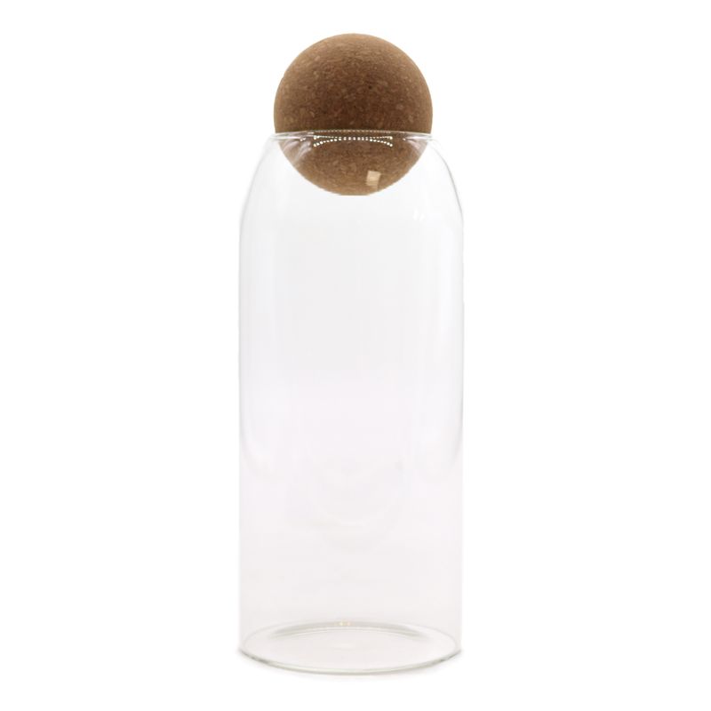 Pot en verre avec bouchon en liège naturel style rustique - transparent - 20 cm