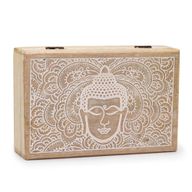 Boîte Rectangulaire Grande 21,5x14x6,3 cm - Visage de Bouddha Blanc