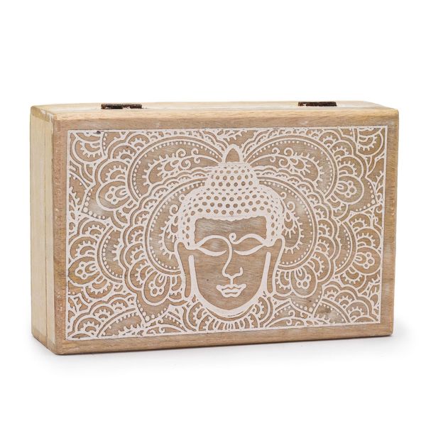 Boîte Rectangulaire Grande 21,5x14x6,3 cm - Visage de Bouddha Blanc