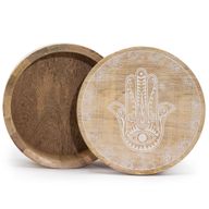 Boîte Ronde Grande 17,5x7,5 cm - Hamsa Blanc