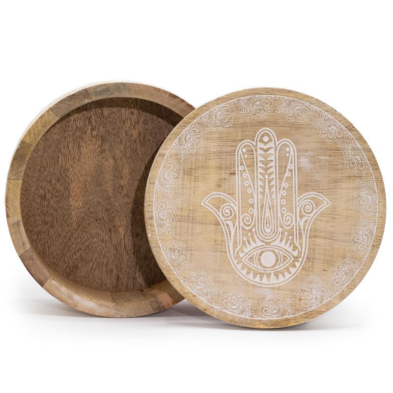 Boîte Ronde Grande 17,5x7,5 cm - Hamsa Blanc