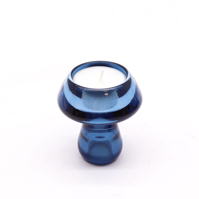 Porte-bougie réversible en forme de champignon - bleu