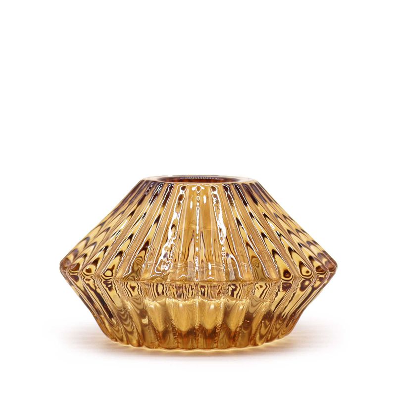 Porte-bougie réversible  en forme de fleur - ambre antique