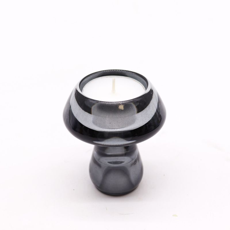 Porte-bougie réversible en forme de champignon - Gris minuit