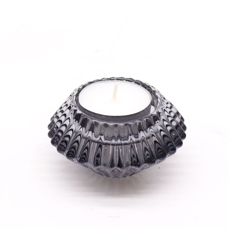 Porte-bougie réversible en forme de fleur - Gris minuit
