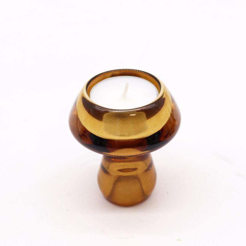 Porte-bougie réversible en forme de champignon - ambre