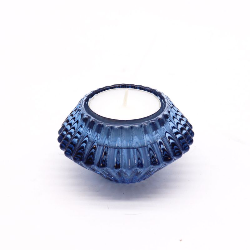 Porte-bougie réversible en forme de fleur - bleu