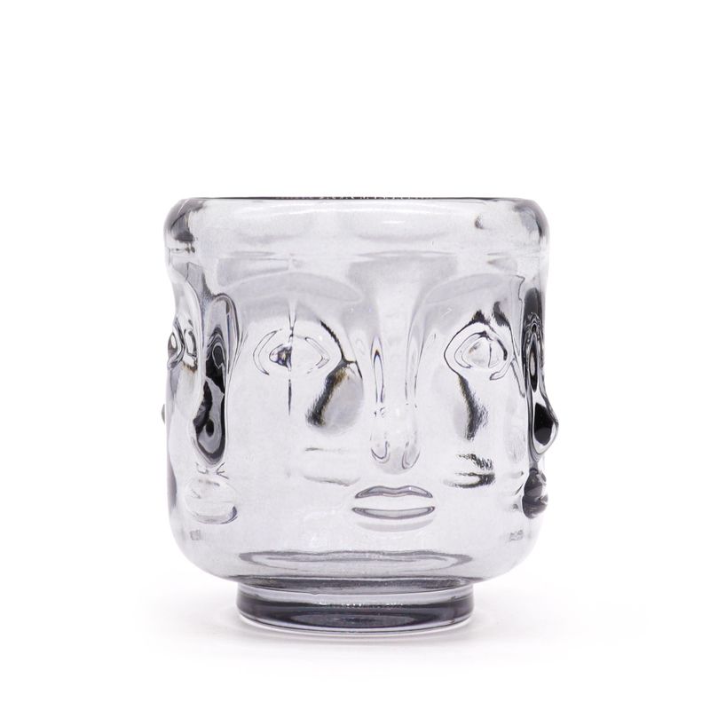 Pot à bougie Visages de Bouddha - Gris minuit