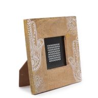 Petit cadre photo en bois de manguier (pour 10x10cm) 20x20x2cm - hamsa - Blanc