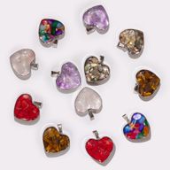 Pendentifs Acier - 12 Pépites de Gemmes et Coquillages Assortis