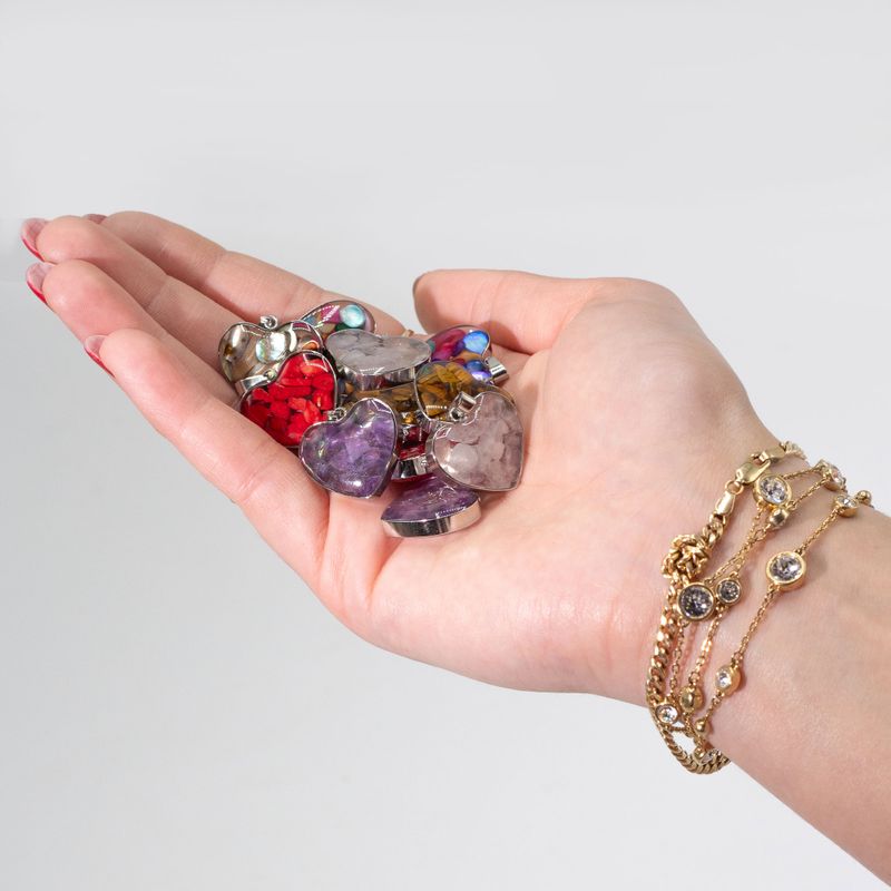 Pendentifs Acier - 12 Pépites de Gemmes et Coquillages Assortis
