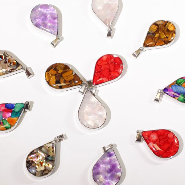 Pendentifs Acier – 12 Gouttes Gemmes & Coquillages