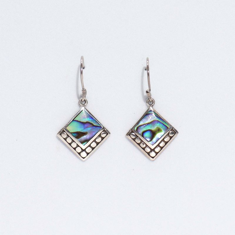 Boucles d’oreilles Coquillage & Argent - Carré à Points - Abalone