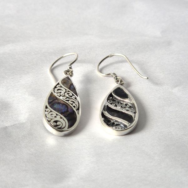 Boucles d’oreilles Coquillage & Argent - Goutte Longue - Abalone