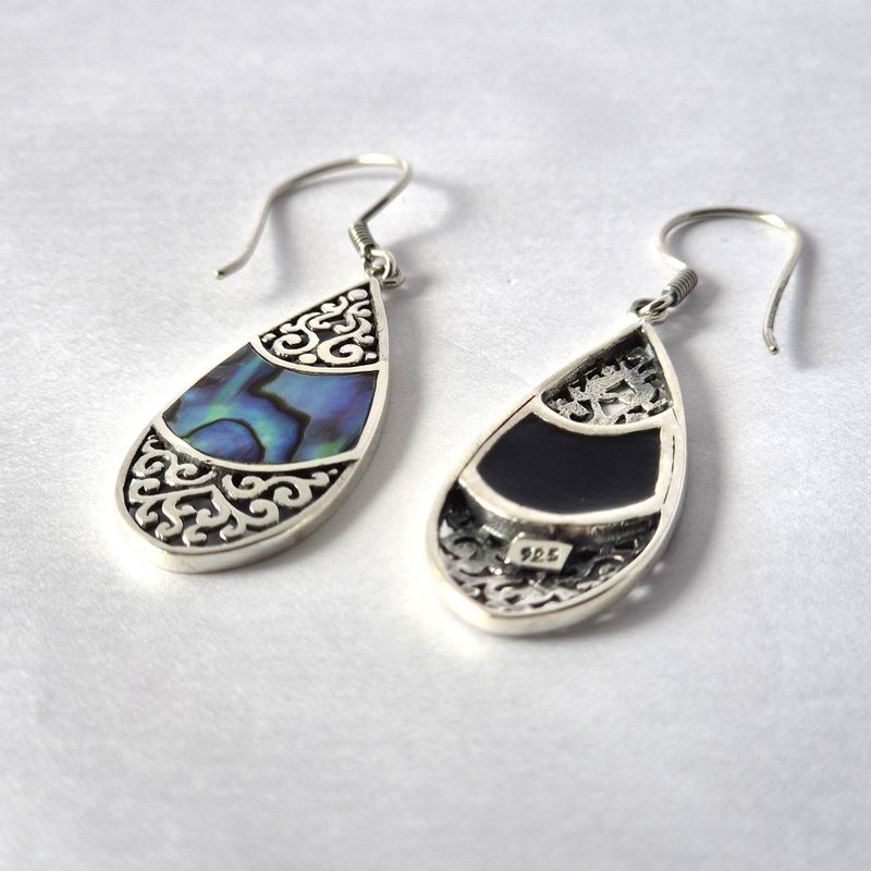 Boucles d’oreilles Coquillage & Argent - Goutte Ovale - Abalone