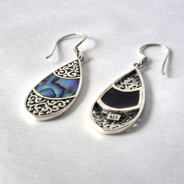Boucles d’oreilles Coquillage & Argent - Goutte Ovale - Abalone