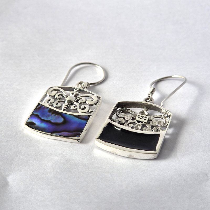 Boucles d’oreilles Coquillage & Argent - Libellule - Abalone