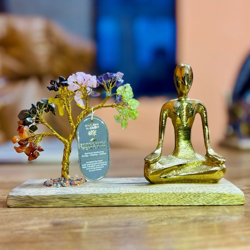 Jardin de Yoga en Pierres Précieuses - Pose Mudra - Arbre Inclinée Sept Chakras - 100 pierres