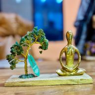 Jardin de Yoga en Pierres Précieuses - Pose Padmasana - Arbre Inclinée en Aventurine Verte - 100 pierres