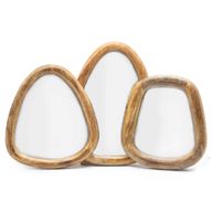 Ensemble de 3 miroirs en forme de galet - Finition brun foncé