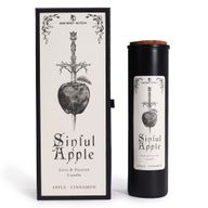 Pomme pécheresse Sorcière ancienne bougie rituelle et boîte cadeau assortie, vue de face