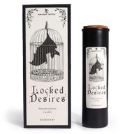 Désirs verrouillés, bougie rituelle de la sorcière antique et boîte cadeau assortie, vue de face