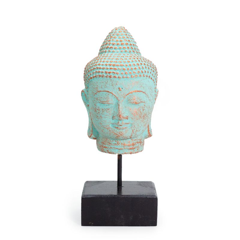 Tête de Bouddha Quiétude sur Socle - Cuivre Vert