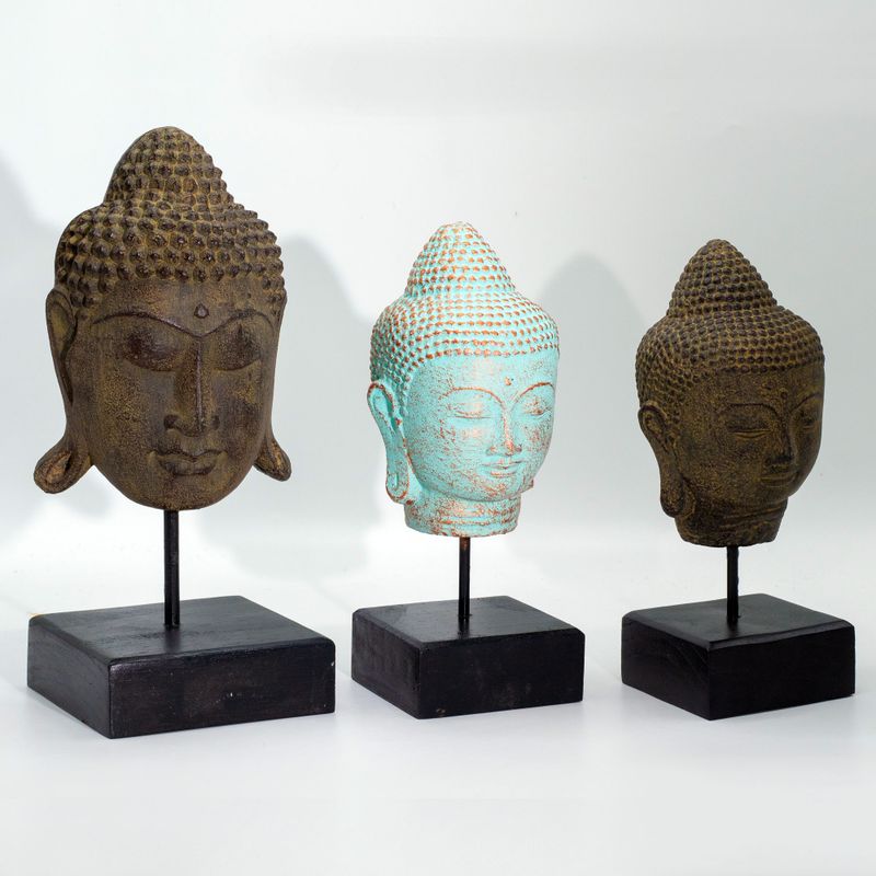Tête de Bouddha Quiétude sur Socle - Gris