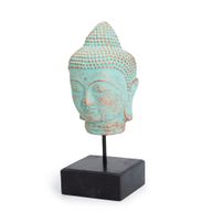 Tête de Bouddha Quiétude sur Socle - Cuivre Vert