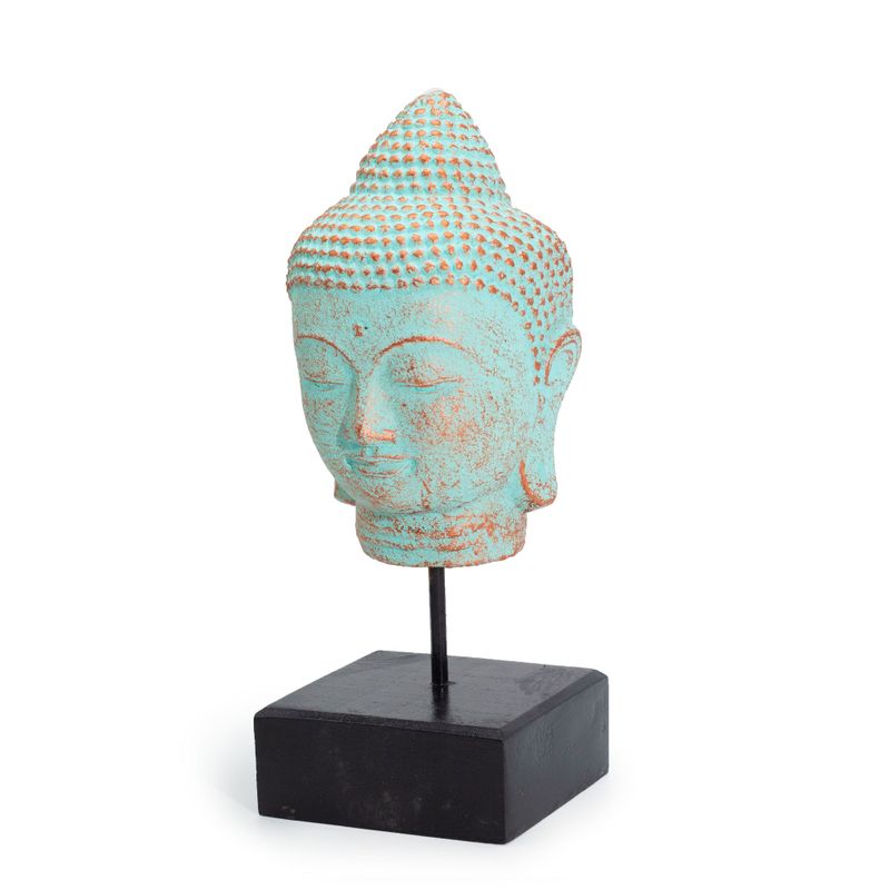 Tête de Bouddha Quiétude sur Socle - Cuivre Vert