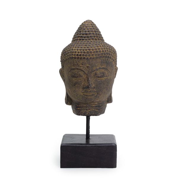Tête de Bouddha Quiétude sur Socle - Gris