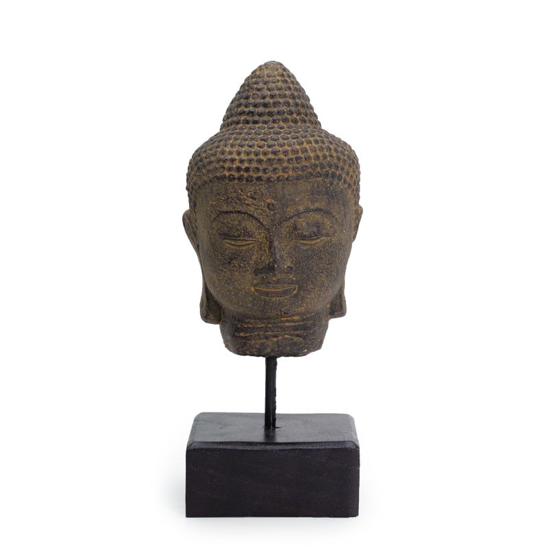 Tête de Bouddha Quiétude sur Socle - Gris