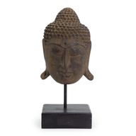 Grande Tête de Bouddha Sérénité sur Socle - Gris