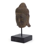 Grande Tête de Bouddha Sérénité sur Socle - Gris