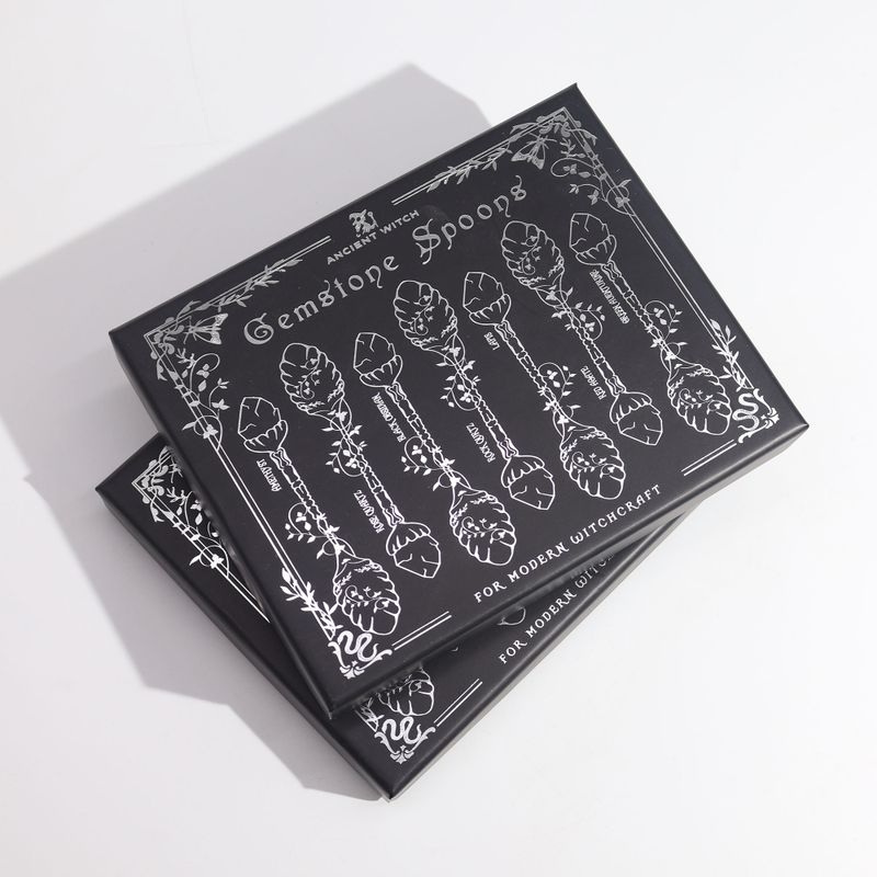 Set de 7 Cuillères Sorcières en Cristal et Pierre Précieuse Bronze
