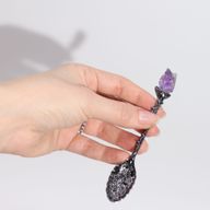 Set de 7 Cuillères Sorcières en Cristal et Pierre Précieuse Argent Sombre
