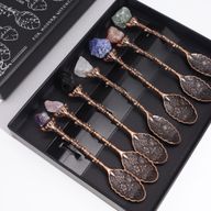 Set de 7 Cuillères Sorcières en Cristal et Pierre Précieuse Bronze