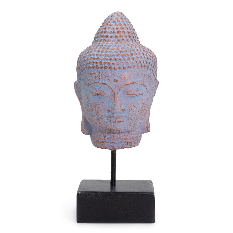 Tête de Bouddha Quiétude sur Socle - Cuivre Bleu
