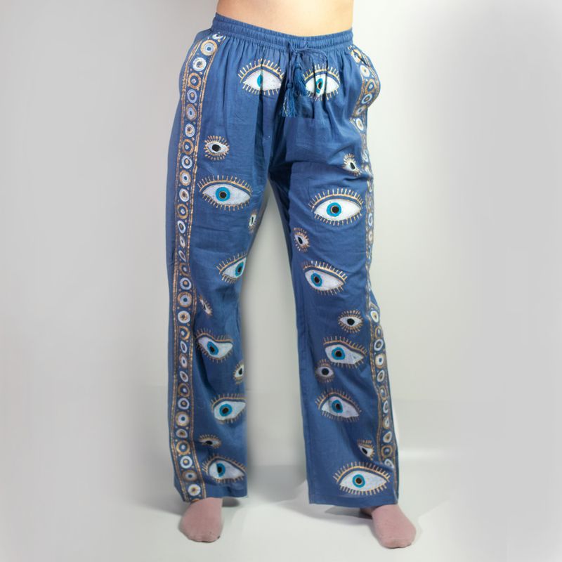 Nomad Sari Pantalon - Bleu Profond & Œil Porte-Bonheur Doré