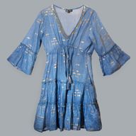 Nomad Sari - Robe Bleu Océan & Design Poisson Doré