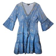 Nomad Sari - Robe Bleu Océan & Design Poisson Doré