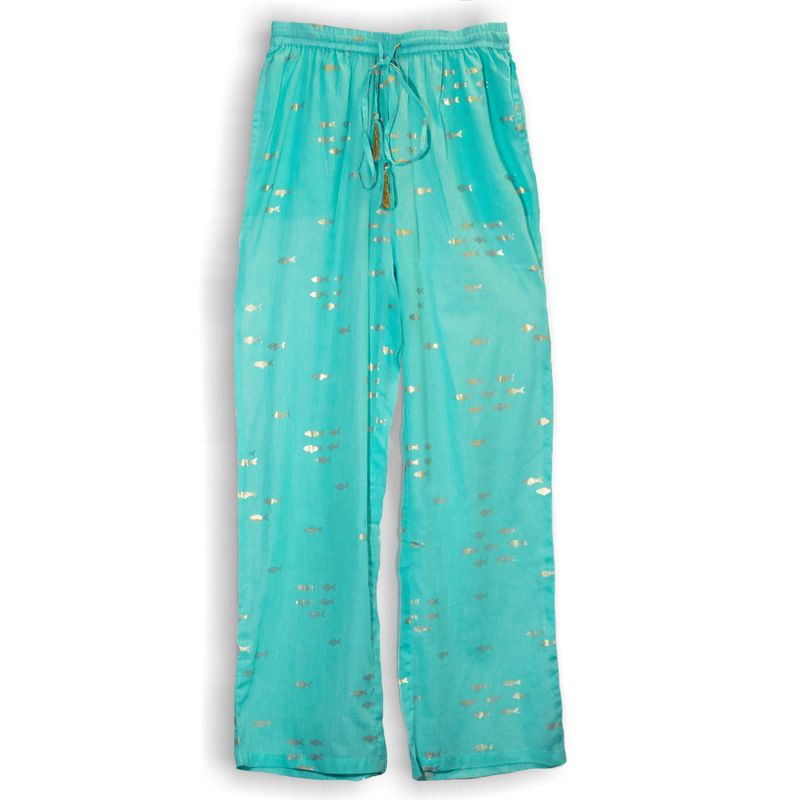 Nomad Sari Pantalon - motif Poisson Turquoise et Or