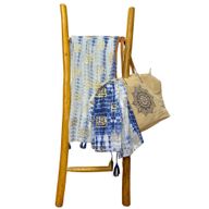 Nomad Sari  Paréo - Délavé Bleu et Impression au Tampon
