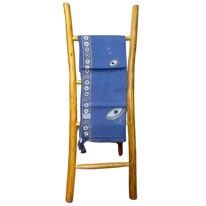 Nomad Sari  Paréo - Bleu Profond & Œil Porte-Bonheur Doré