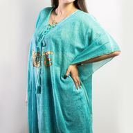 Nomad Sari Caftan - Turquoise & Motif Amour Doré
