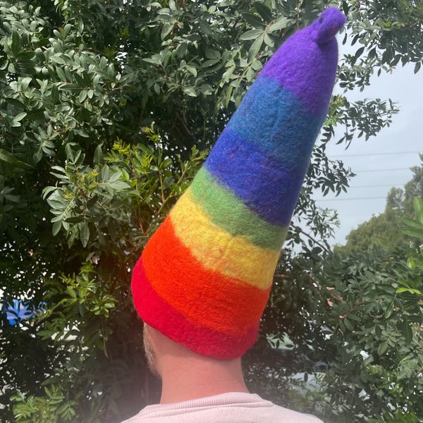 Chapeau de Sauna de Sorcier en Feutre - Arc-en-ciel