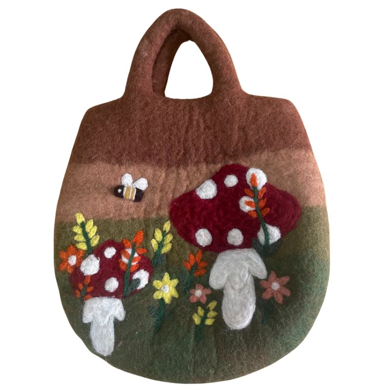 Sac Panier en Feutre Jardin aux Champignon