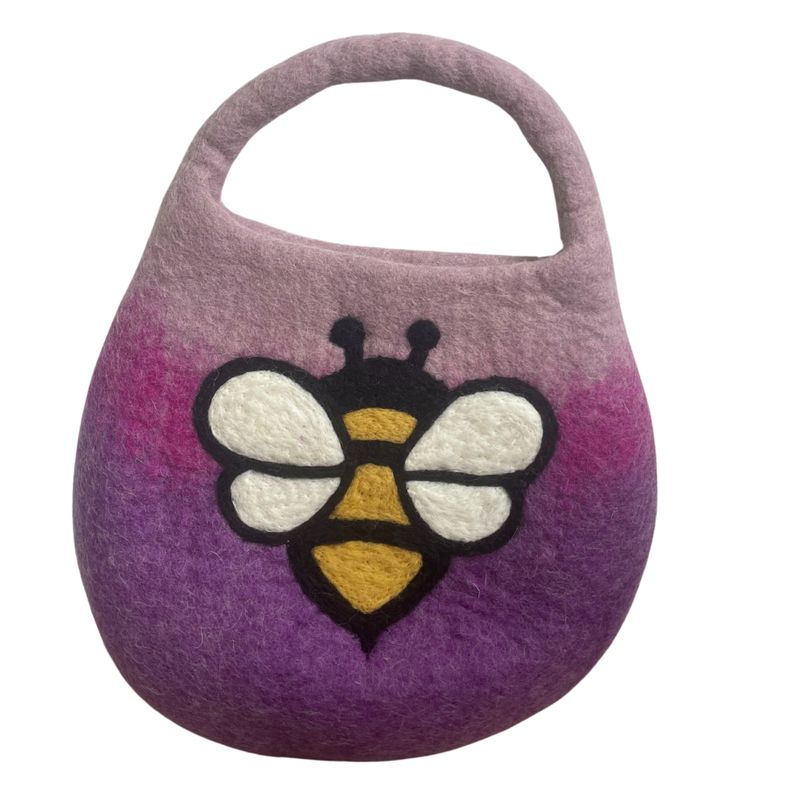 Sac Abeille en Feutre  –  Anse avec Fermoir Magnétique –  Lavande