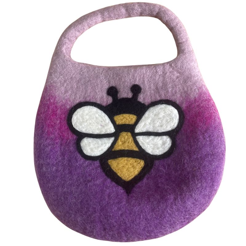 Sac Abeille en Feutre  –  Anse avec Fermoir Magnétique –  Lavande